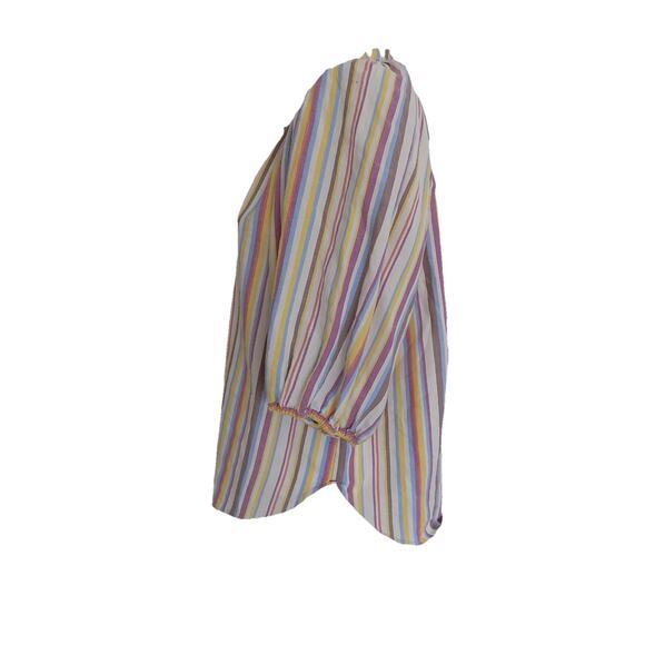 Xirena top blouse puffy sleeves multicolor striped boho size Medium - Picture 4 of 7